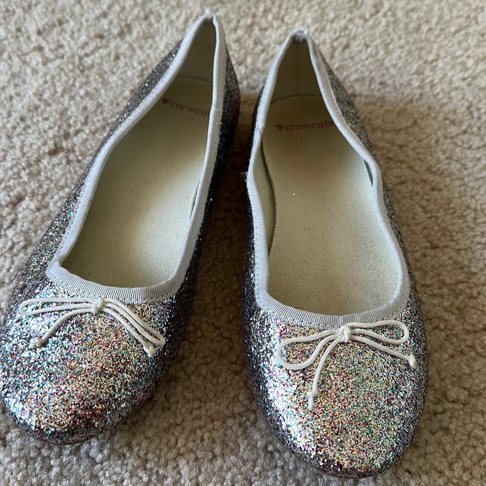 Crewcuts super glitter ballet slipper dress shoes EUC